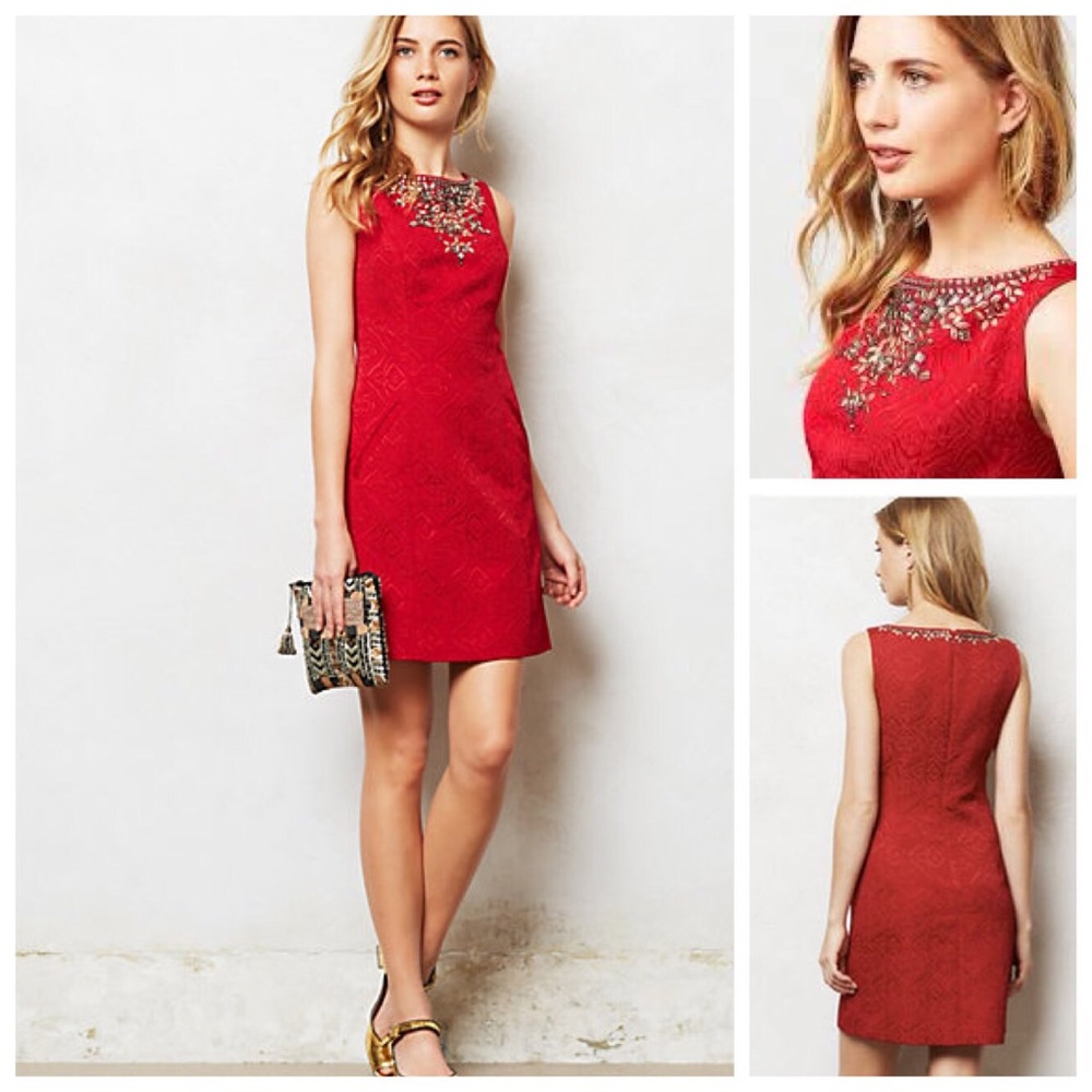 Anthro Moulinette Soeurs Toulouse Red Shift Dress